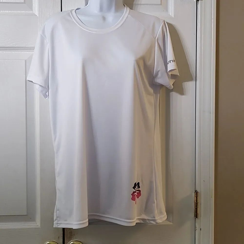 Tunaskin Island Jane Key West white hibiscus short sleeve top Sz XL NWOT